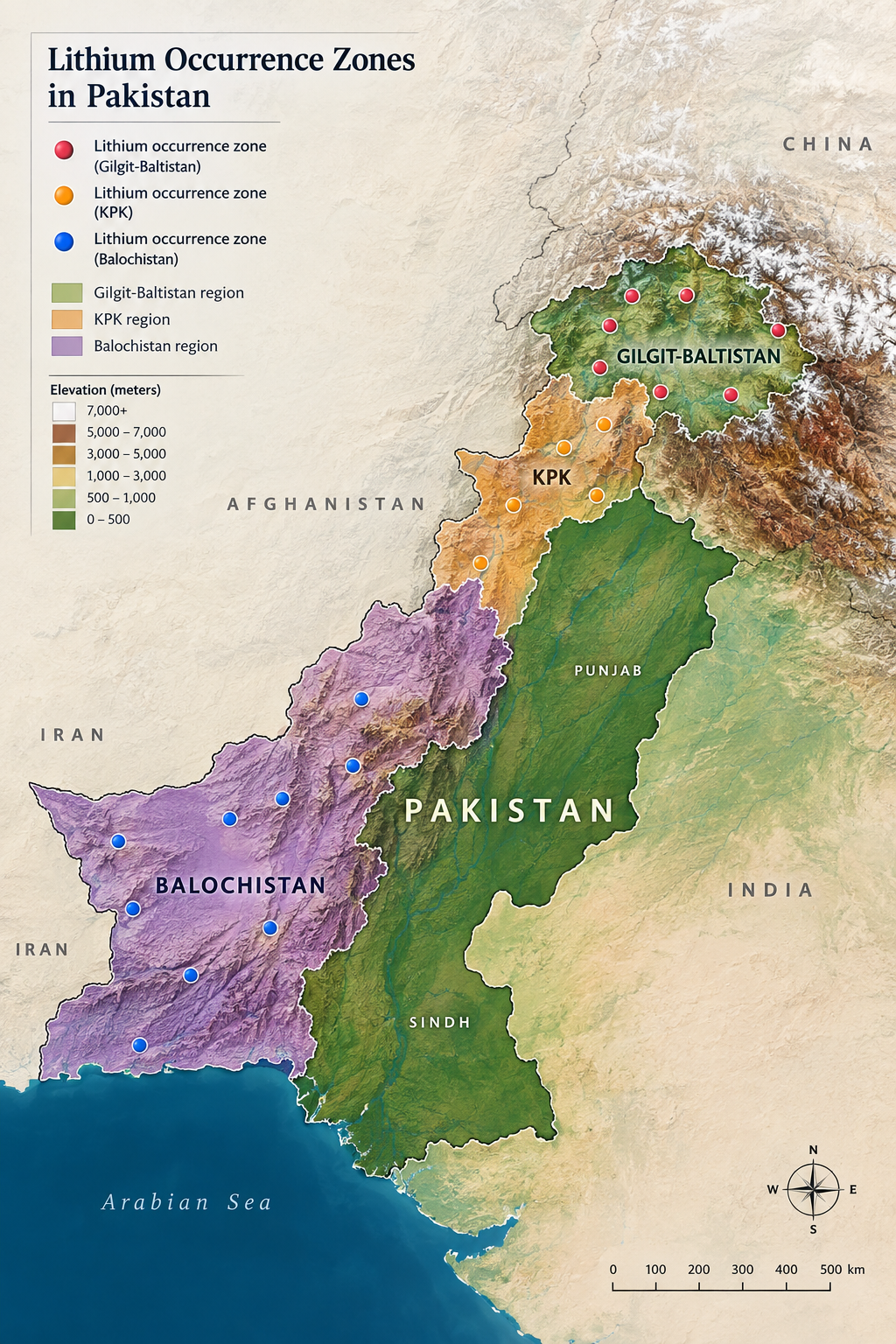 Pakistan lithium mining regions map Gilgit-Baltistan Balochistan KPK